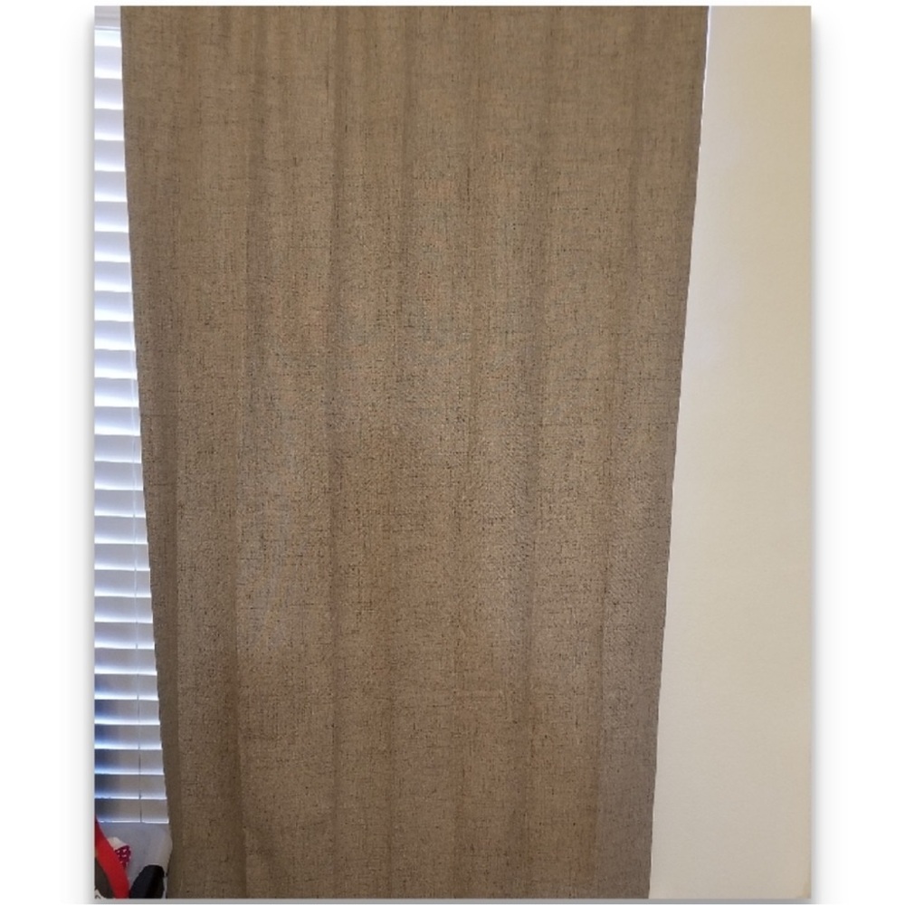 2 Burlap Blackout Curtain Panels - Picture 3 of 7
